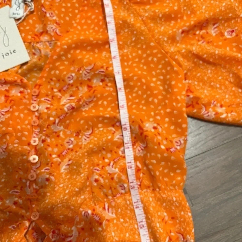 NWT! Joie Orange Floral Tie Front Crop Top. Medium - Picture 6 of 6